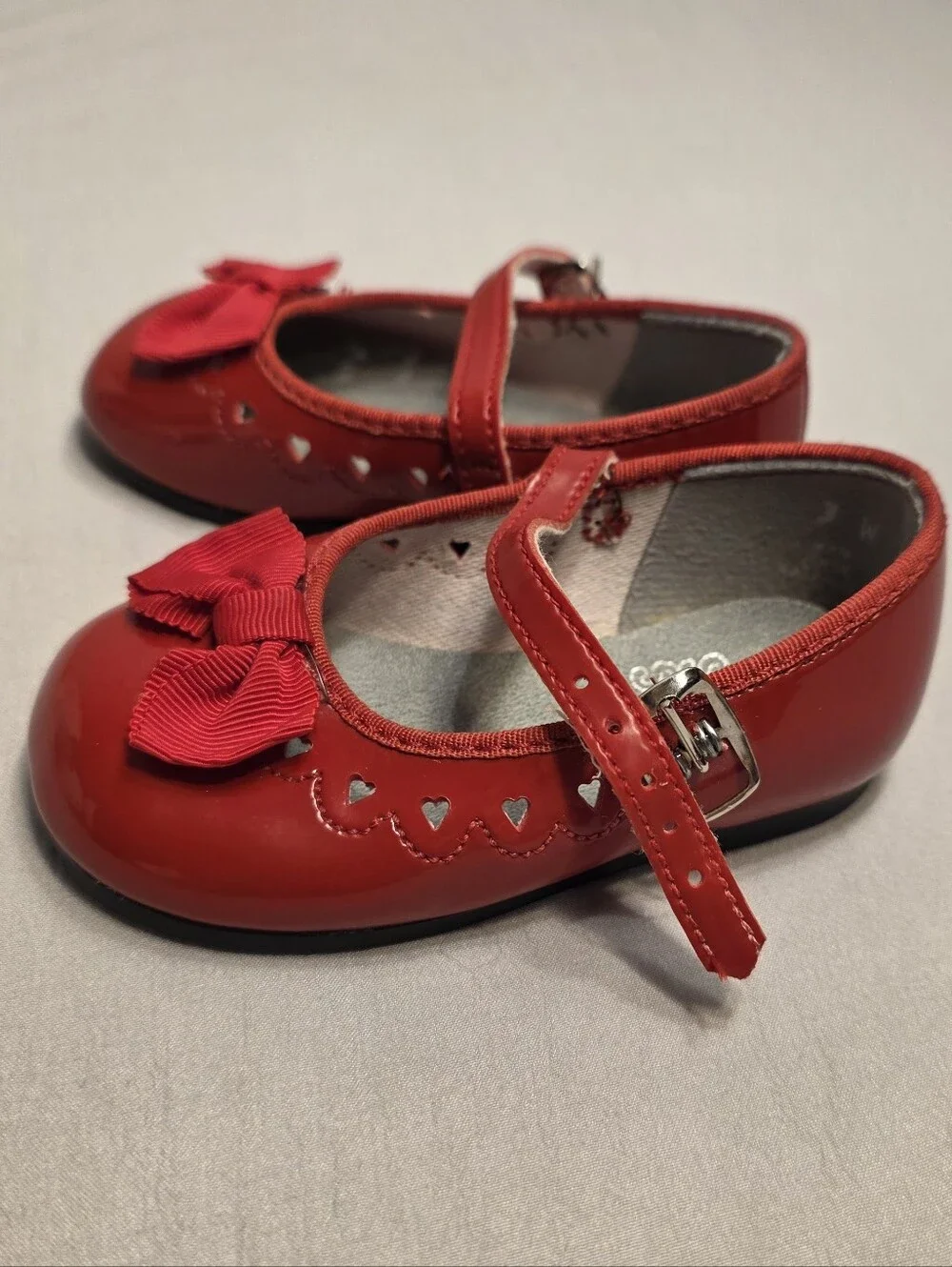 Red Patent Mary Janes with Bow Detailing Baby Shoes